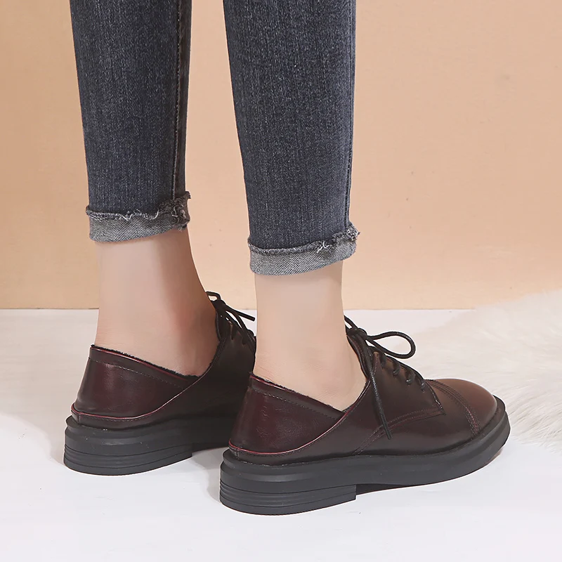 Women Casual Woman Platform Shoes Autumn Oxfords Women's Modis Shallow Mouth Round Toe Flats British Style All-Match Fall