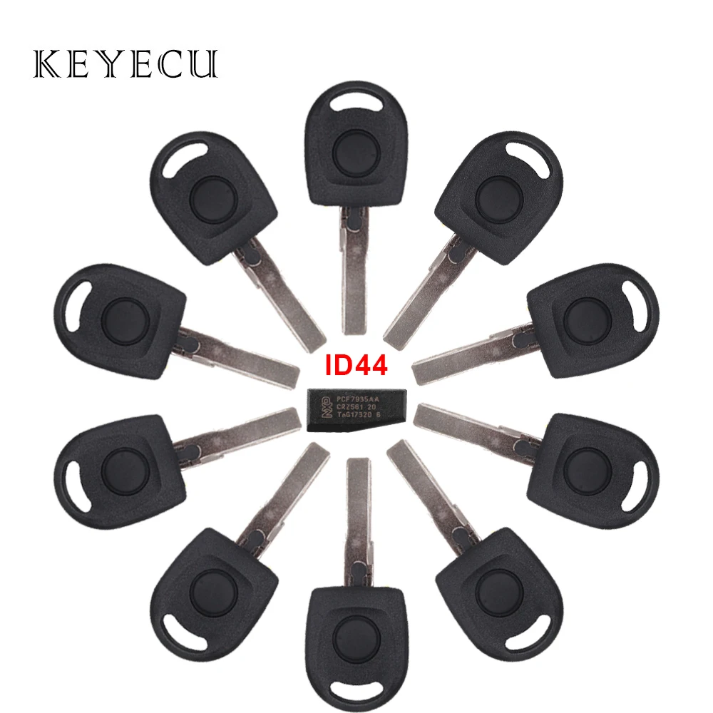 Keyecu ключ зажигания транспондера автомобиля с чипом ID44 PCF7935 для Volkswagen VW Caddy Golf, Lupo Polo Sharan-HU66 Key Blade