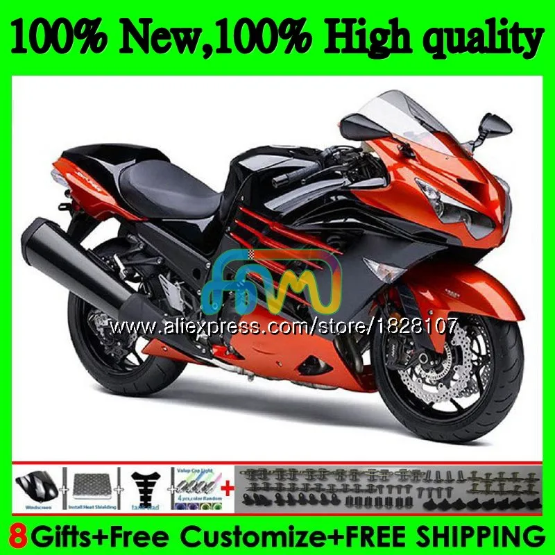 Инъекции для KAWASAKI ZZR1400 ZX 14R ZX-14R Оранжевый blk 24BS. 38 ZX14R для детей возрастом 12, 13, 14, 15, 16, 17, 2012 2013 обтекатель