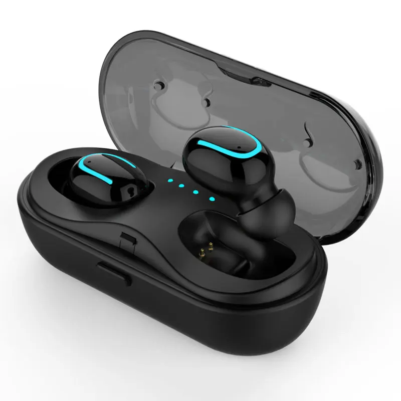 Bluetooth наушники беспроводные наушники Bluetooth V4.2 наушники HD стерео звук 15H Playtime TWS наушники-вкладыши зарядный чехол - Цвет: Черный
