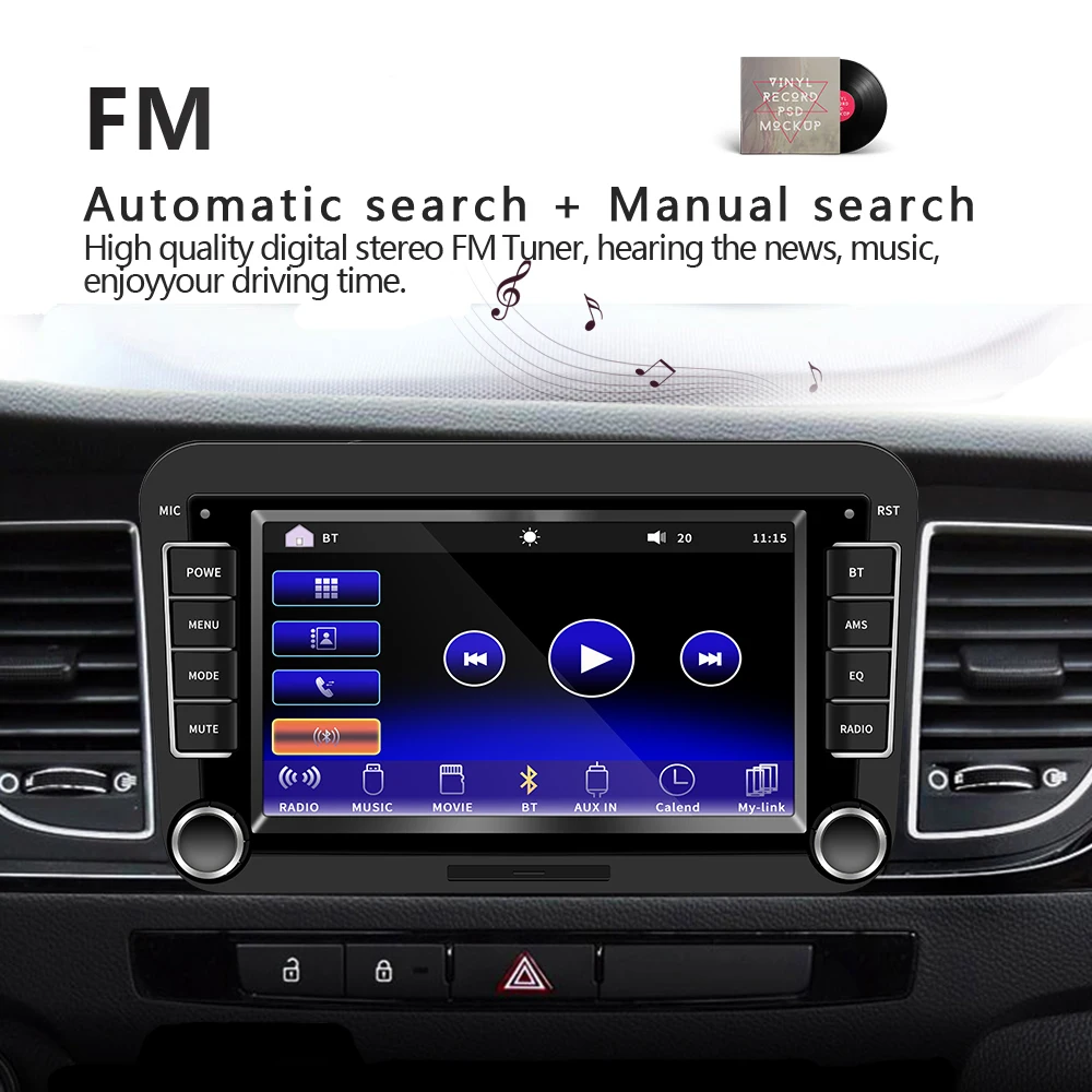 Podofo " 2 Din автомобильное радио Mirrorlink Bluetooth Авто Радио стерео, сенсорный экран MP5 плеер FM USB AUX для Volkswagen Авторадио