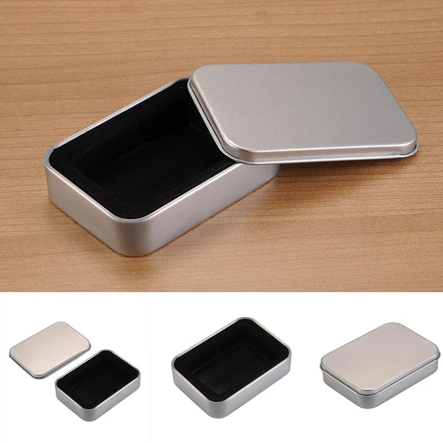 100pcs 10ml 2.4x1.3x0.4'' Empty Metal Slide Top Tin Containers Gunmetal Small  Tin Containers for Lip Balm Crafts Storage Kit - AliExpress