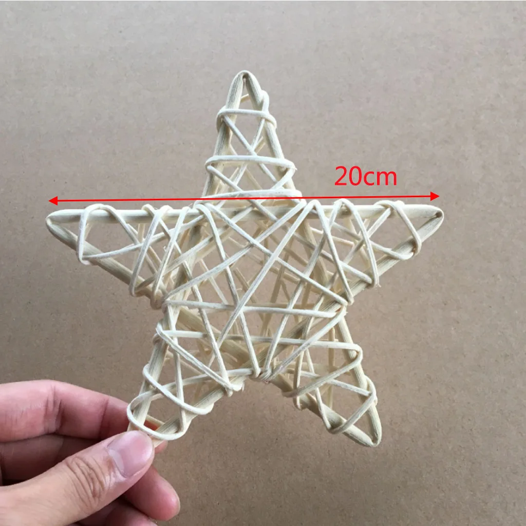 Star 20cm Белая звезда круглая форма венок из ротанга лоза цветок венок гирлянда на Рождество год Свадьба Вечеринка домашняя дверь DIY Украшение - Цвет: Star 20cm