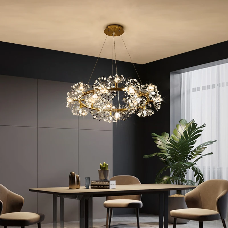 north Golden Flowers Chandelier Creative  Atmosphere Ceiling Lamp Living Room bedroom kitchen Furniture Hotel Lobby Bedroom Lamp