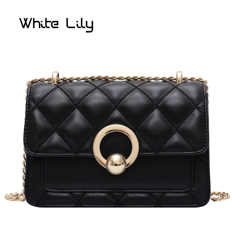 New Women's Large capacity Metal Chain Shoulder Bag PU Leather Clutch Hasp Handbag Ladies Crossbody | Багаж и сумки