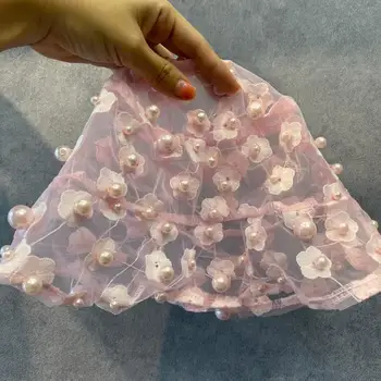 

flower beading pearl Ladies Flat tassel Bucket cap Fisherman's hat Beach Tourism Hats Women Breathable sun Hat