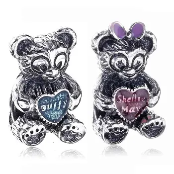 

Authentic 925 Sterling Silver Bead Charm Vintage Cute Enamel Cartoon Bear Lovers Beads Fit Women Bracelet DIY Jewelry