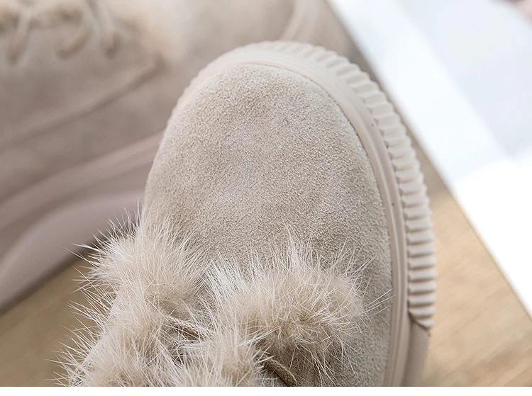 SWYIVY/обувь черного цвета из натуральной кожи; женские зимние ботинки с коротким плюшем; коллекция года; теплые женские ботильоны на платформе; женские зимние ботиночки