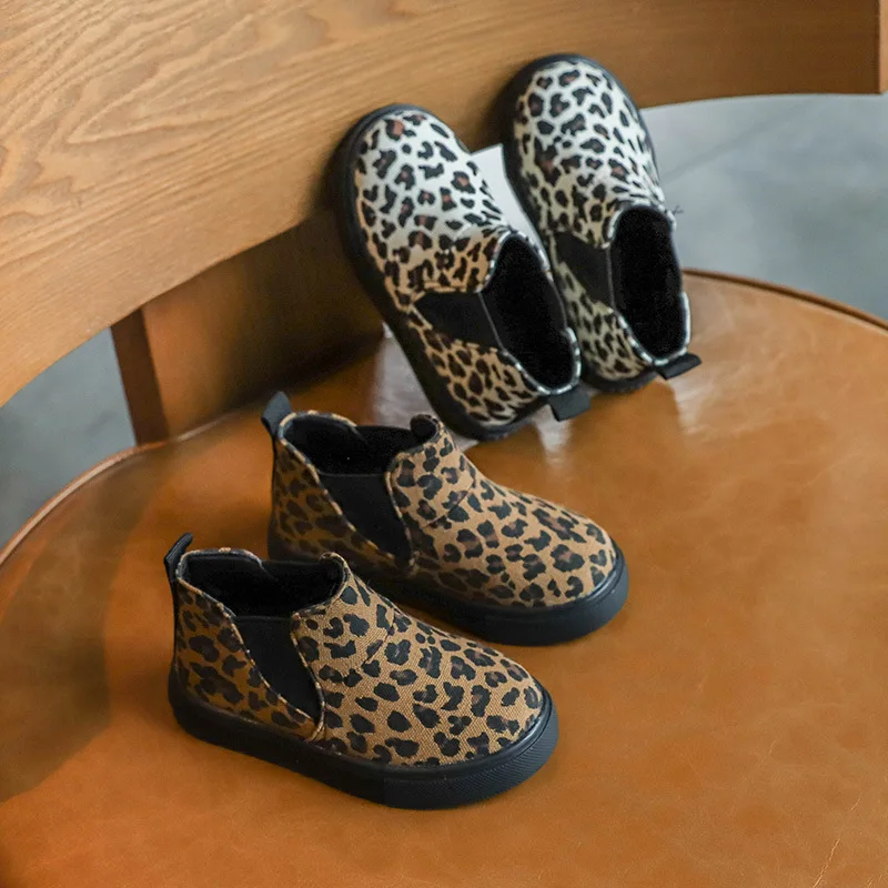 

CHILDREN'S Martin Boots 2020 Spring And Autumn New Style Fashion Leopord Pattern Short Boots England Retro Soft-Sole Girls Marti