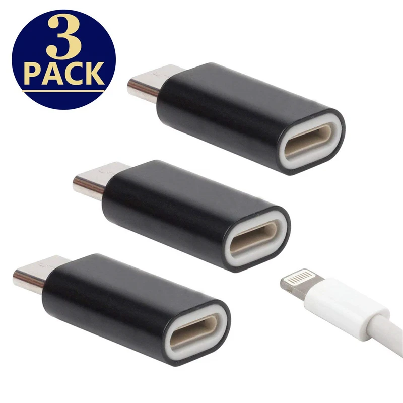 

3 PCS for 8 Pin Lighting To USB C Type-C Charger Cable Adapter Charging Connector for Samsung S9 Huawei P20 Pro Mate 20 10 Lite