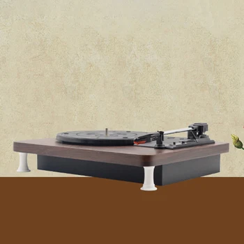 

33, 45, 78 RPM Record Player Antique Gramophone Turntable Disc Vinyl Audio RCA R/L 3.5mm Output Out USB DC 5V Wood Color US Plug