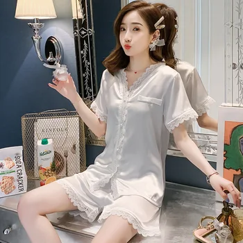 

Pajamas for Women Viscose Fiber Women's Casual Thin Pajamas Pajama Shorts Leisure Tops Two-Piece Set