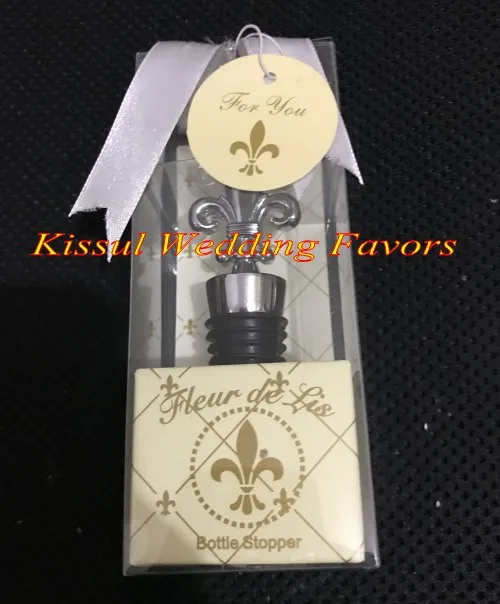 Свадебные подарки Fleur de Lis элегантная хромированная бутылка пробки сувениры для всех случаев свадьбы и девичника вечерние Сувениры 10 шт