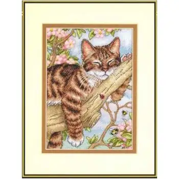 

Sleepy cat patterns Counted Cross Stitch 11CT 14CT DIY wholesale Chinese Cross Stitch Kits Embroidery Needlework Sets