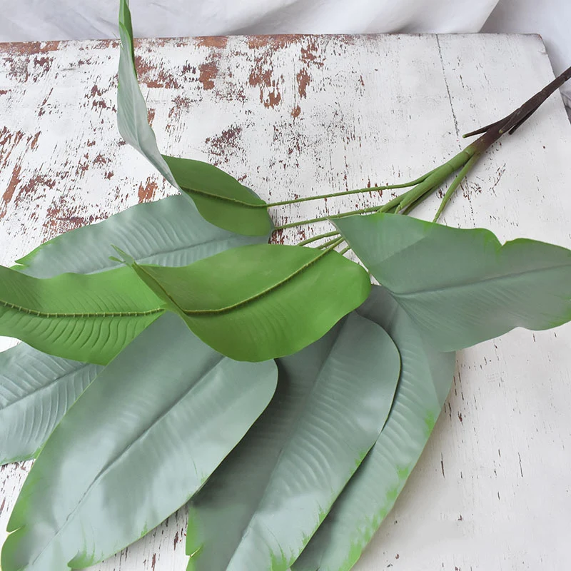 82cm 9fork Large Artificial Musa Tree Plastic Palm Leaves Fake Tropical Green Plant Canna Foliage Branch for Home Party Decor