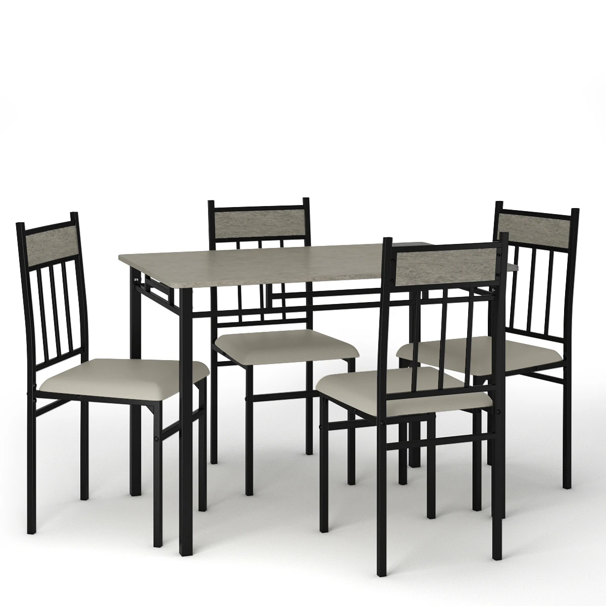 

Costway 5 Piece Dining Set Faux Marble Top Table and 4 Padded Seat Chairs w/ Metal Legs