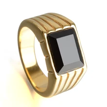 Мужское кольцо в стиле рок/панк гладкие 316L из нержавеющей стали квадратные черные CZ серебряные золотые цветные хип хоп кольца для мужчин вечерние ювелирные изделия