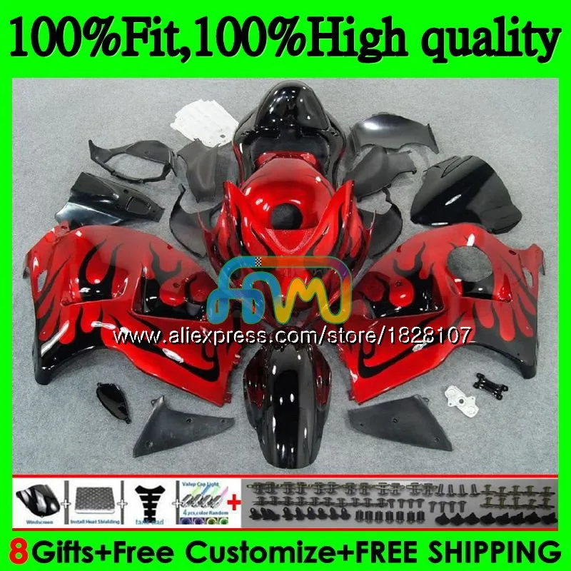 Инъекции для SUZUKI Hayabusa GSXR 1300 GSXR-1300 57BS. 210 GSXR1300 08 13, 14, 15, 16 лет 2008 2013 Красный& пламя обтекатель - Цвет: No. 1