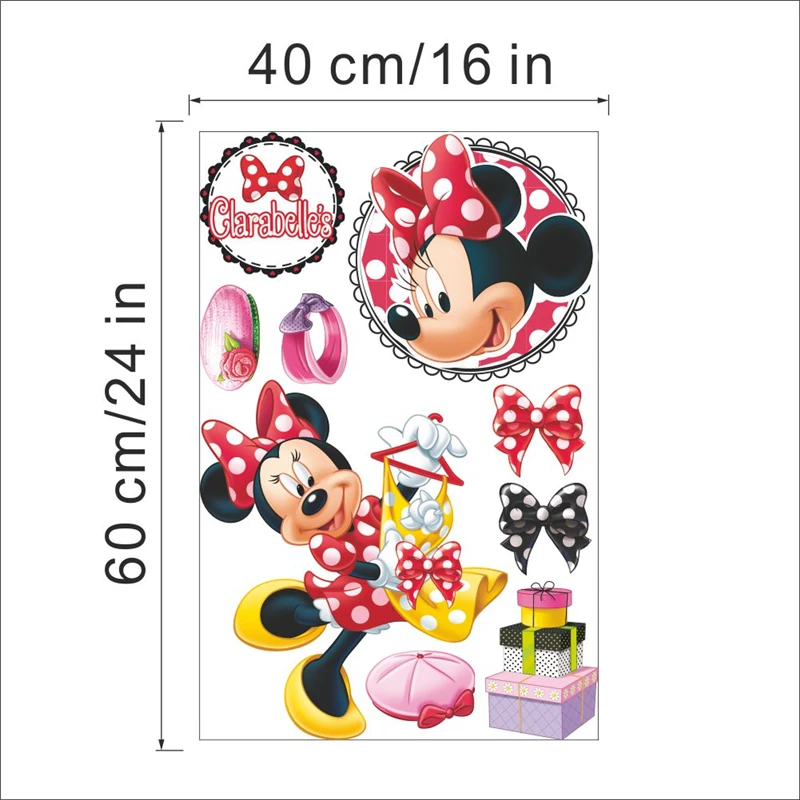 Vivid Disney Mickey Minnie wall sticker for kids  room living room bedroom wall PVC decoration Movie Poster  Door sticker