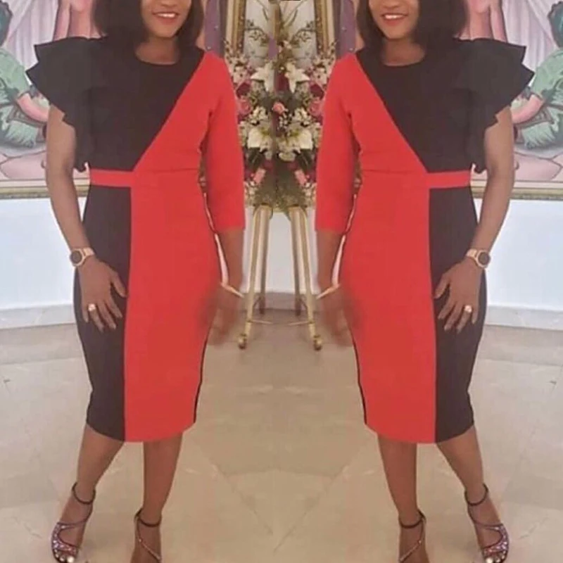 plus size ruffle sleeve dress