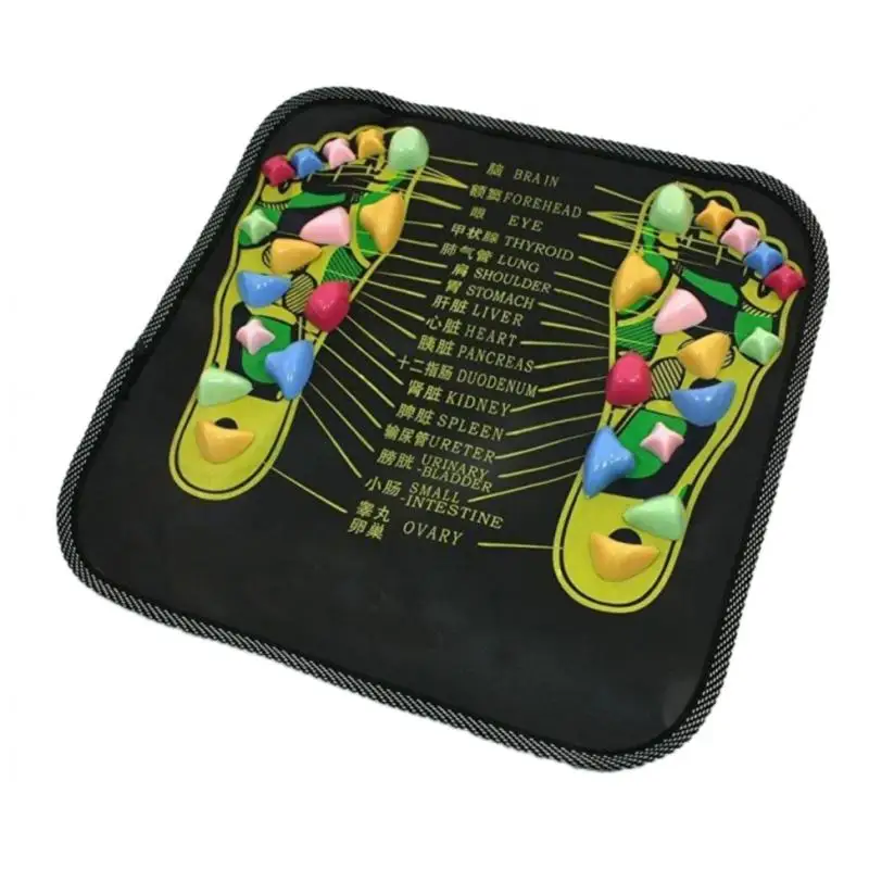 Chinese Reflexology Foot Massager Mat Foot Leg Spa Cushion Walk Stone Massaging Carpet 34x34cm    