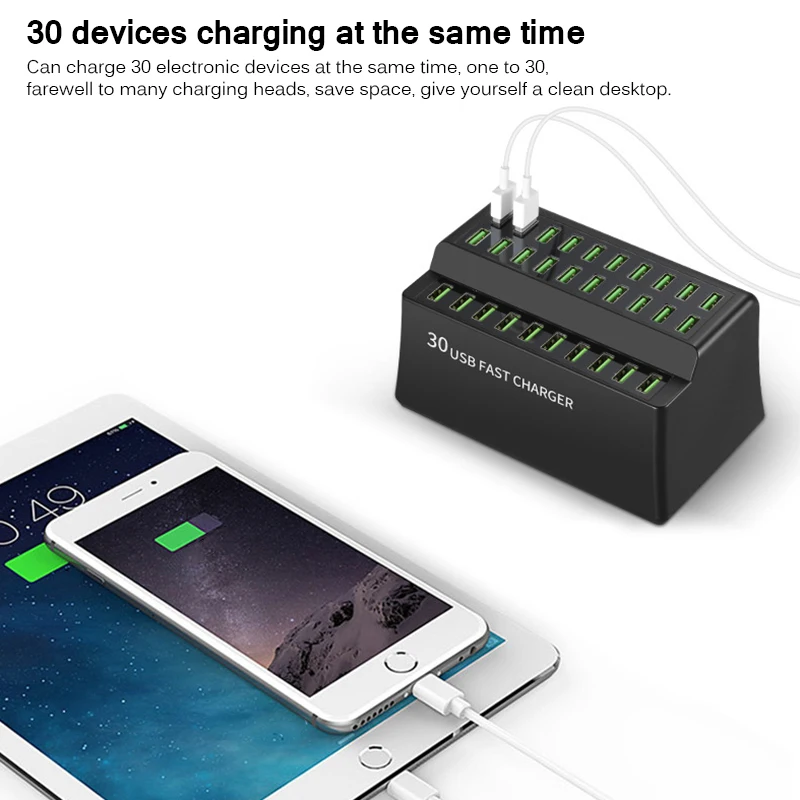 Зарядное устройство USB с разъемом для США, ЕС, Австралии, 30 портов, быстрая зарядка, 180 Вт, многопортовое Зарядное устройство USB, быстрая зарядная станция для Xiaomi, для IPhone 11