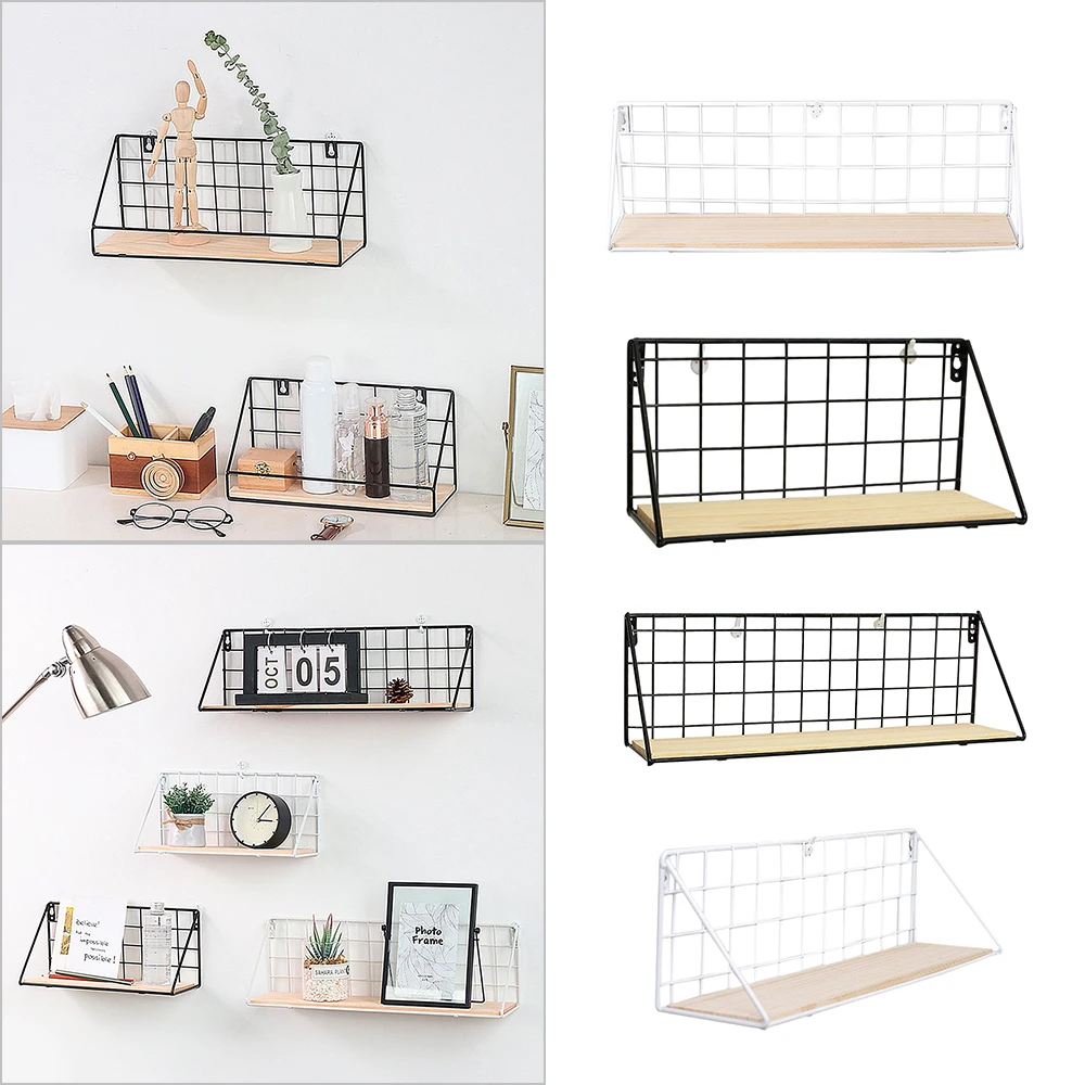 Wooden Iron Diy Wall Shelf Wall Mounted Storage Rack Organization For Kitchen Bedroom Home Decor Kid Room Wall Decoration Holder Storage Holders Racks Aliexpress