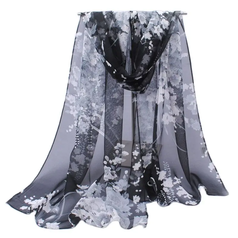 

Длинные шифоновые шелковые шарфы в весеннем стиле, 50*160 см, Цветочный стиль, цветы, женский шарф Q5A16281