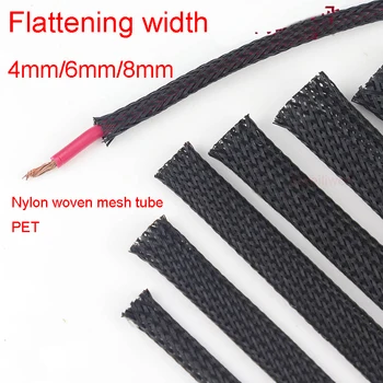 

4mm 6mm 8mm Fire Resistant black Nylon woven mesh tube PET extension hose armoured tubing electric wire conduit Expansion hose