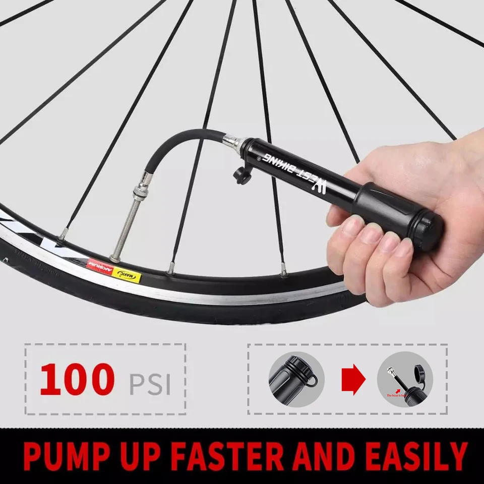 Bike Pump, [120 PSI][17in1] Diyife Bicycle Pump With Gauge, Mini Bike Frame Pump, Portable Bike Tire Pump With Needle, Patch Kit, Valve Cap, Mounting