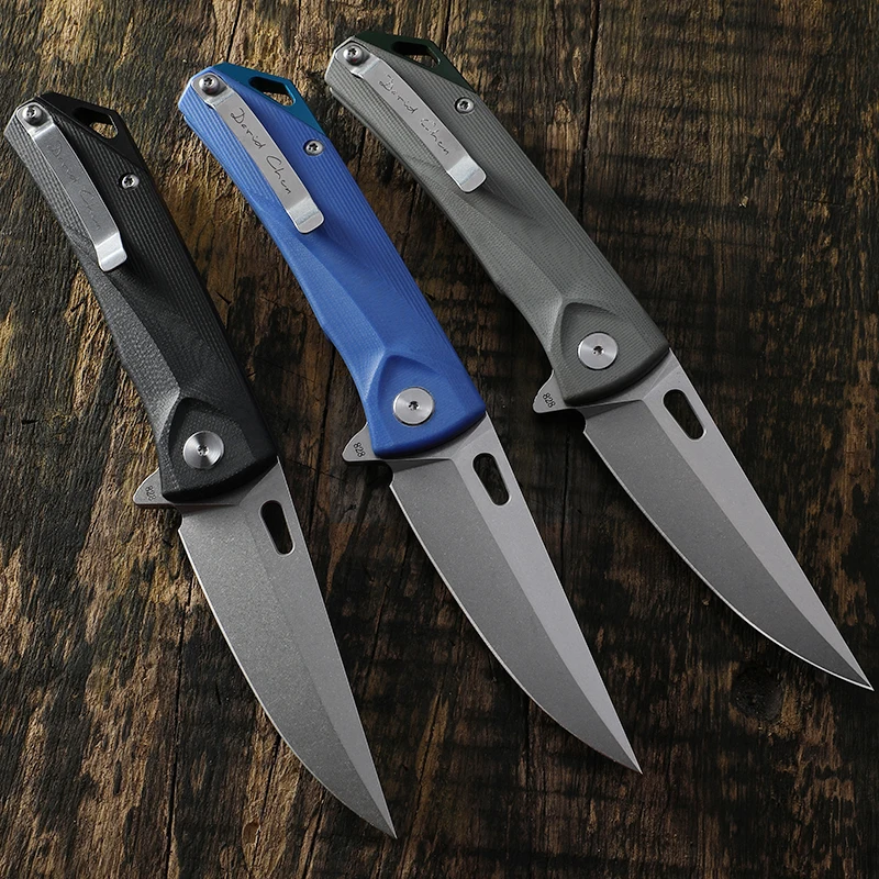 Camping Tactical Knife Original Petrified Fish 828 D2 Stone Wash Blade G10 Handle Outdoor Hunting Survical Bearing Folding Knife