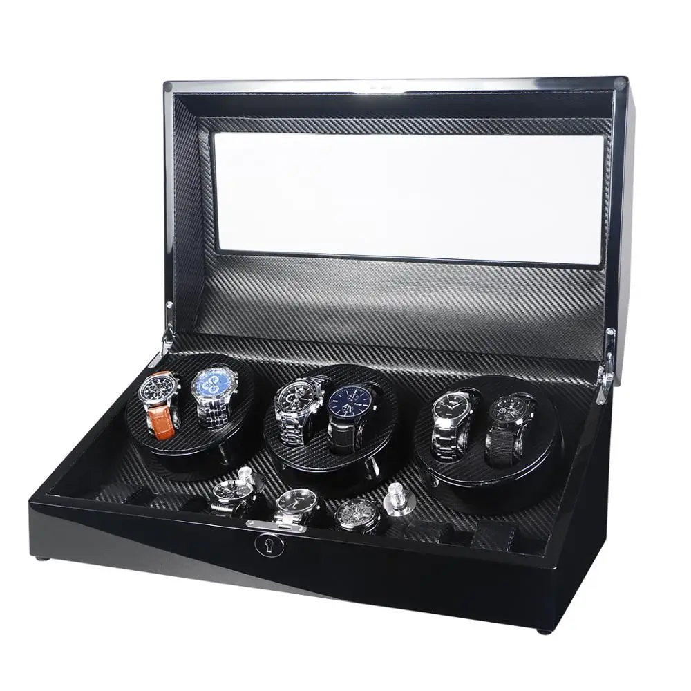 Автоматическая коробка для намотки часов 6+ 7, PE кожаный намоточный станок для намотки часов, коробка для хранения часов, коллекция, дисплей, тихий мотор, светодиодный светильник