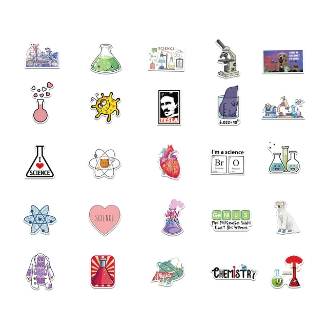 50PCS Chemistry Stickers Scientists Funny Sticker to DIY Laptop Suitcase  Notebook Motorcycle Car Decals Toy For Kids - AliExpress