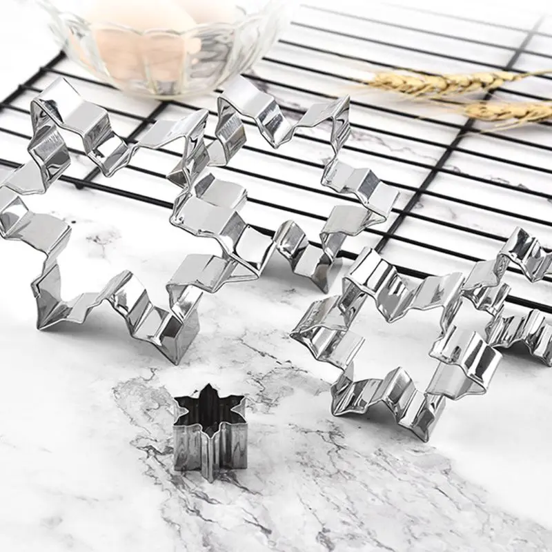 

Christmas 5Pcs Snowflake Cake Cookie Cutter Mould Stainless Steel Aluminium Mold H4GD