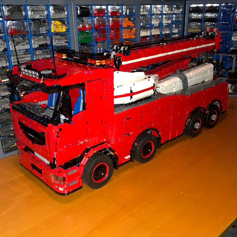 

RC technic MOC-29848 engineering rescue truck crane Tow Truck MKII clearing car model building blocks bat truck trailer toys