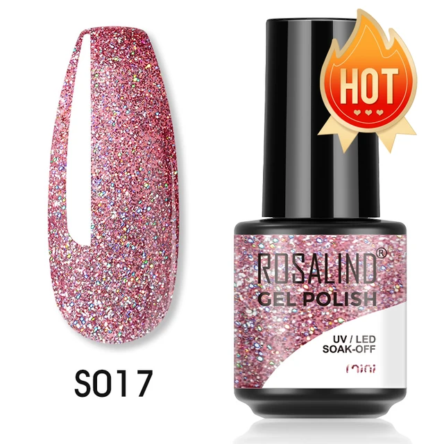 ROSALIND 7ml Gel Polish Semi Permanent Nails Gel Polish Soak Off UV LED Base Top Coat Vernis Nail Art Glitter Gel Varnish SLS-S017