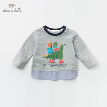 

DBJ13532 dave bella baby boys infant print t-shirt toddler 100% cotton top children tees pullover long sleeve spring clothes