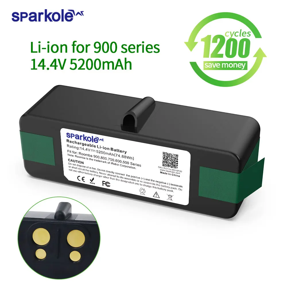 Sparkole 14.4v 5200mah Lithium Ion Battery Compatible With Irobot