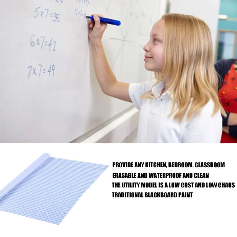 

200*45cm Whiteboard Sticker Dry Erase Boards Removable Wall Decal Chalkboard + Whiteboard Pen Kids Rooms Kitchen Fridge Magnets