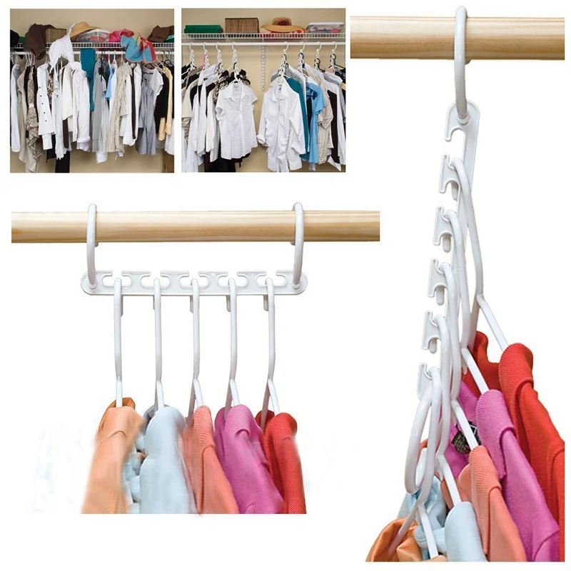 

2019 NEW Closet Organizer Promotion 1 Pcs Delicate Clothes Space Saver Useful 5 Hole Space Saver Wonder Magic Hanger Hook