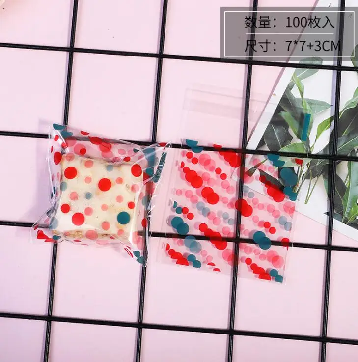 Color Dot LBSISI Life 100 шт. 7x7+ 3 см самоклеющиеся пакеты конфеты из нуги печенья Упаковка OPP ювелирные изделия подарок поли маленькие пластиковые пакеты для мыла - Цвет: Color Dot