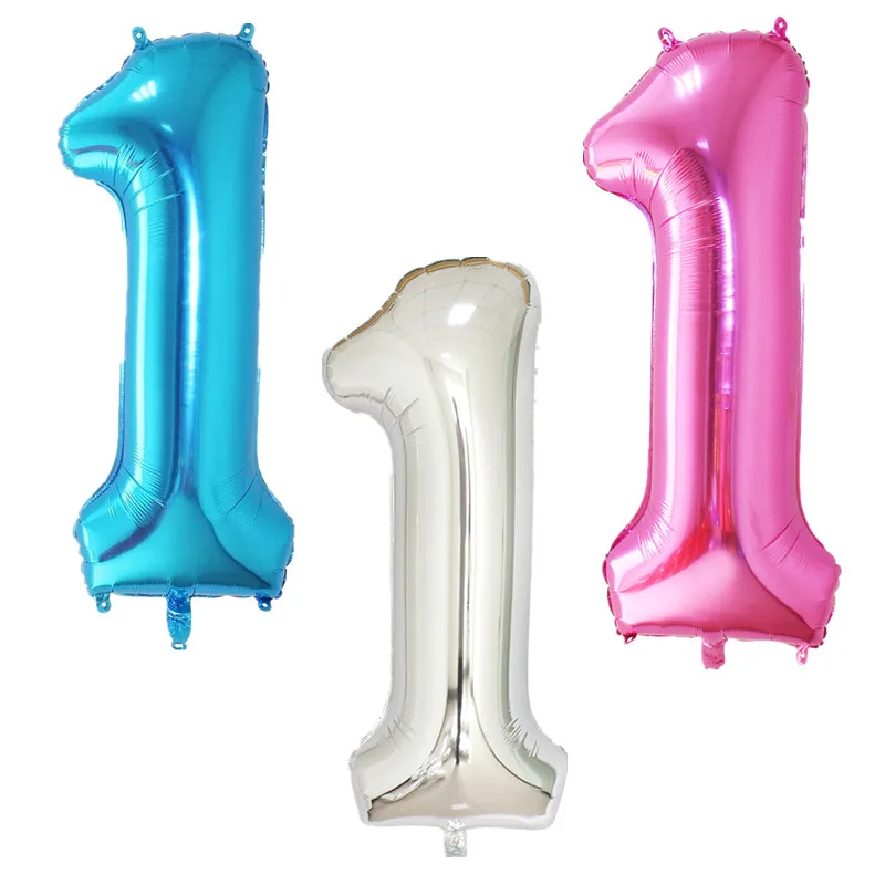 

1pcs Baby 1st Birthday Party 40inch Number Helium Balloon Decoration Rose Gold Pink Blue Digit 1 Foil Ballon Anniversary Supply