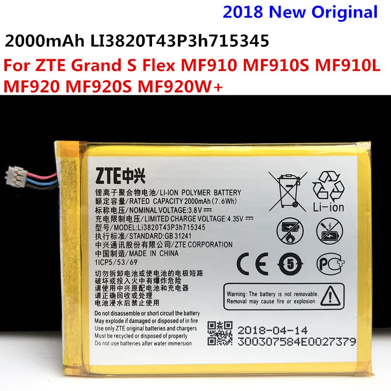 Оригинальный Новый 2000 мА/ч Li3820T43P3h715345 для ZTE MF920 MF920A MF920S MF920TS MF920V MF920VS MF920W +