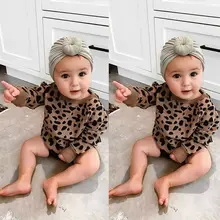 Для новорожденных и маленьких девочек, на возраст от 0 до 24 месяцев Повседневное Леопардовый пуловер Толстовка блузка Зимняя одежда