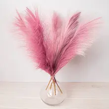 Pampas artificiales de hierba de 44cm, pequeñas flores secas falsas y esponjosas para decoración del hogar, decoración de boda, 5 piezas