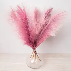 Botte de roseaux des marais artificiels, petites fleurs de 44cm, fausses et pelucheuses, pour décoration de maison Boho, décoration de mariage, 5 pièces 