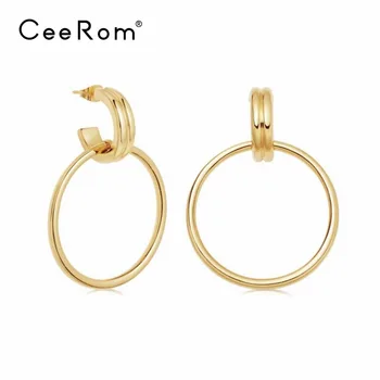 

CeeRom Simple Circle Stud Earring Stainless Steel Gold Color Earrings For Women Trendy Jewelry Wholesale Brincos
