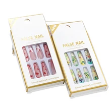 

24pcs/Box Long Coffin Nails Ballet False Nails Tip Artificial Fingernails Finished Nail Art Solid Color Glitter Shiny Fake Nails