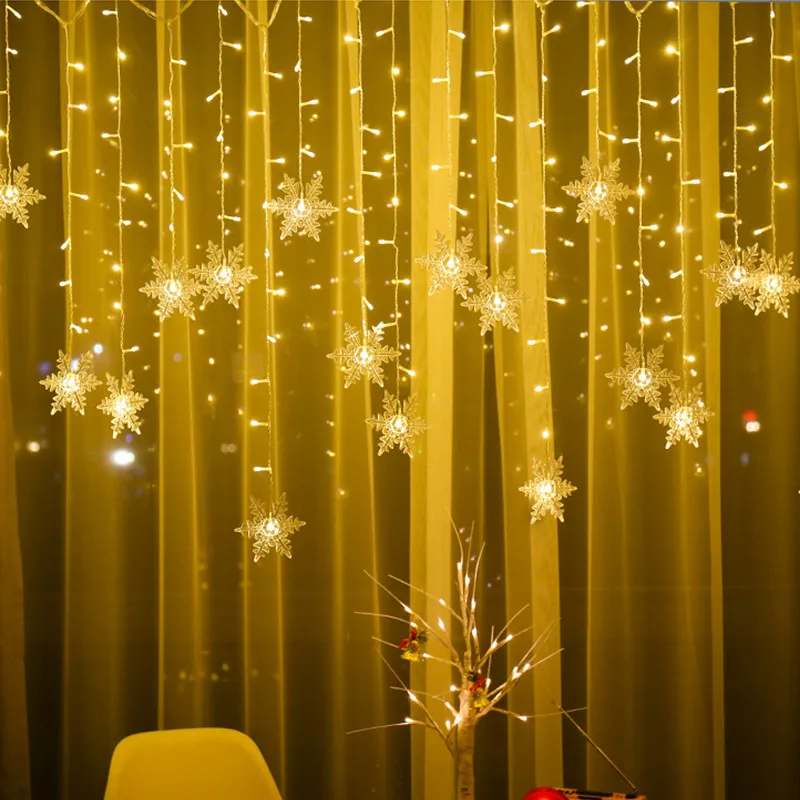 

Christmas snowflakes LED String lights Flashing Lights Curtain Light Waterproof Holiday Party Connectable Wave Fairy Light 3.2M