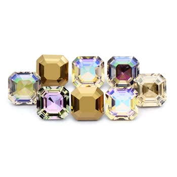 

Sparkling Golden Square Octagon Crystal Rhinestones for Clothes Jewelry Decoration DIY K9 Glass Strass Pointback Lovely Beads
